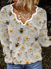 Load image into Gallery viewer, Daisy Bee Embroidery Art Print Knitted Sweater