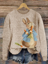 Load image into Gallery viewer, Cute Bunny Embroidery Art Cozy Knit Sweater