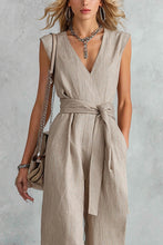 Load image into Gallery viewer, V-Neck Lace-Up Jumpsuit