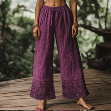 Load image into Gallery viewer, Bohemian Holiday Style Retro Linen Floral Ethnic Totem Print Casual Pants