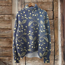 Load image into Gallery viewer, Vintage Lovely Floral Art Print Knit Turtleneck Pullover Sweater