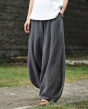 Load image into Gallery viewer, Cotton Linen Solid Color Elastic Waist Loose Casual Pants with Pocket