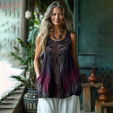 Load image into Gallery viewer, Women's Vintage Tree Of Life Tie-dye Cotton And Linen Vest