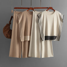 Load image into Gallery viewer, Stylish Striped Patchwork Solid Color Sleeveless Top &amp; High Waist Pants Two-Piece Set