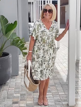 Load image into Gallery viewer, Summer Printed Lace-up Tunic Midi Dress