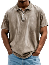 Load image into Gallery viewer, Men's Vintage Washed And Distressed Pure Cotton Lapel Short-sleeved Polo Shirt