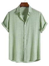 Load image into Gallery viewer, Men's Solid Color Casual And Comfortable Hidden Plaid Short-sleeved Shirt