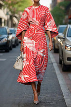 Load image into Gallery viewer, Women's Vintage Elegant Japanese Fish Print Midi Dress