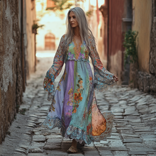 Load image into Gallery viewer, Vintage Loose Linen Patchwork Dress 480b