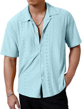 Load image into Gallery viewer, Men's Summer Solid Color Jacquard Lapel Short Sleeve Shirt