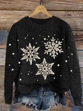 Load image into Gallery viewer, Snowflakes Pearls Jewelry Art Cozy Knit Sweater