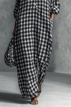 Load image into Gallery viewer, Women's Casual Black And White Checkered Shirt-style Long Dress