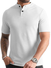 Load image into Gallery viewer, Men's simple texture solid color Henley short-sleeved T-shirt