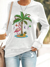 Load image into Gallery viewer, Women's Christmas Palm Tree Flamingo Embroidery Print Sweatshirt