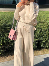 Load image into Gallery viewer, Casual High-neck Knitted Wide-leg Pants Two-piece Suits