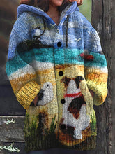 Load image into Gallery viewer, Puppy On The Beach Vintage Cozy Knit Cardigan