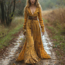 Load image into Gallery viewer, Women's Vintage V-neck Bohemian Pastoral Style Long-sleeve Maxi Long Dress