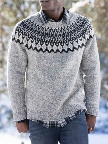 Men's Fairman Vintage Island Knit Jacquard Crew Neck Sweater