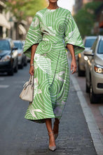 Load image into Gallery viewer, Women's Vintage Elegant Japanese Fish Print Midi Dress