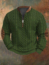 Load image into Gallery viewer, Men's Vintage Knit Print Zip-Up Sweatshirt