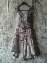Load image into Gallery viewer, Vintage Celtic Knot With Cherry Blossoms Pattern Linen Tank Dress