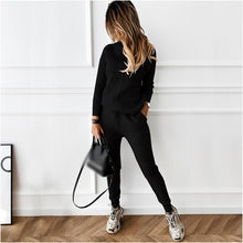 Load image into Gallery viewer, Ladies High-Neck Solid Color Fashion Casual Set