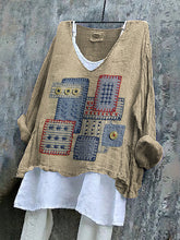 Load image into Gallery viewer, Colorful Geometric Embroidery Textile Art Linen Blend Tunic