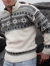 Load image into Gallery viewer, Vintage Warmth Scandinavian Knit Jacquard Icelandic Half Zip Collar Sweater（Unisex ）