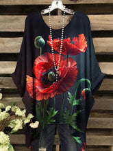 Load image into Gallery viewer, Women's Red Poppy Floral Art Casual Cotton Top