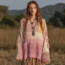 Load image into Gallery viewer, Celtic Knot Art Boho Floral Embroidery Women's Linen Loose Top