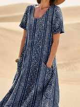 Load image into Gallery viewer, Batik Style Pattern Printed Women's Linen Pocket Dress