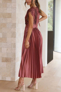 Hello Gorgeous Satin Pleated Midi Dress