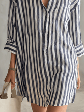 Load image into Gallery viewer, Relaxed Striped Oversized Blue &amp; White Shirt Mini Dress