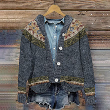 Load image into Gallery viewer, Button  Color Block Icelandic Pattern Printed Cardigan