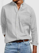 Load image into Gallery viewer, Men's Vintage Washed 100% Cotton Long Sleeve Pocket Shirt