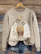 Load image into Gallery viewer, Christmas Nativity Embroidery Art Casual Cozy Knit Sweater