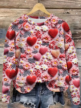 Load image into Gallery viewer, 3D Valentine's Day Heart &amp; Floral Pattern Pullover Sweatshirt
