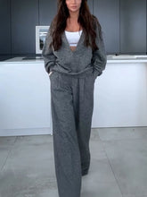 Load image into Gallery viewer, Fall and winter deep V-neck casual two-piece set
