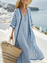 Load image into Gallery viewer, Women's Vacation V-Neck Vest Dress and Striped Cardigan Set