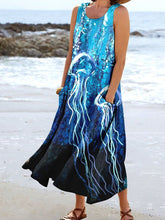 Load image into Gallery viewer, Women's Jellyfish Ocean Art Print Pocket Casual Resort Comfort Maxi Dress