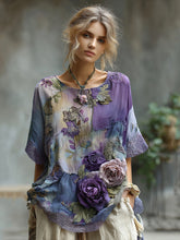 Load image into Gallery viewer, Vintage Bohemian Embroidered Floral Patchwork T-shirt