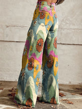 Load image into Gallery viewer, Women's Vintage Floral Daisy Print Casual Wide Leg Pants