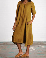 Load image into Gallery viewer, Casual Solid Color Round Neck Loose Cotton Linen Dress