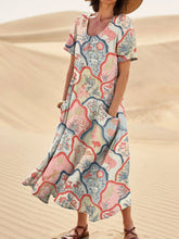 Load image into Gallery viewer, Women's Retro Ethnic Pattern Art Print Casual Linen Pocket Dress