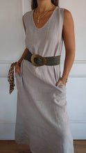 Load image into Gallery viewer, V-neck Belted Waist Dress