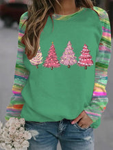 Load image into Gallery viewer, Women's Pink Christmas Tree Print Sweatshirt