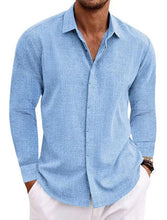 Load image into Gallery viewer, Men's Linen Solid Color Casual Loose Daily Hawaiian Long Sleeve Shirt
