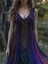 Load image into Gallery viewer, Vintage Viking Pattern Gradient Casual V Neck Tank Dress