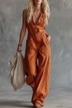 Load image into Gallery viewer, V-Neck Front-Button Sleeveless Jumpsuit