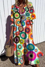 Load image into Gallery viewer, Meridress Ruched Button Down Balloon Sleeves Printed Maxi Dress